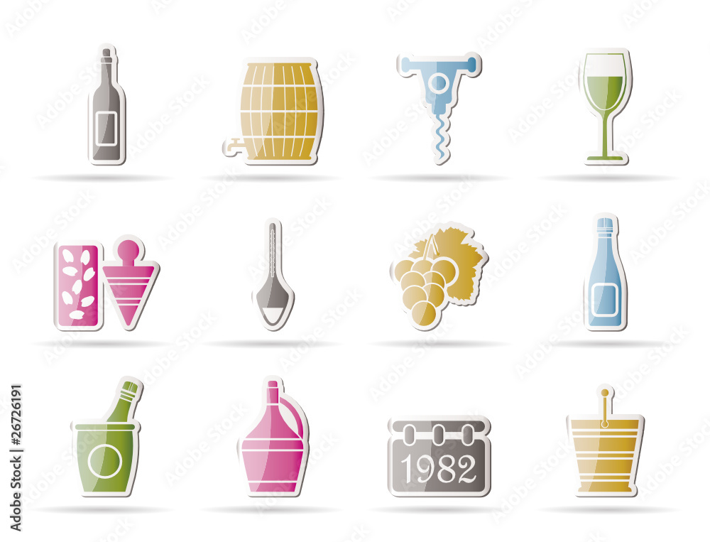 Wine and drink Icons - Vector Icon Set Wine and drink Icons - Vector Icon Set