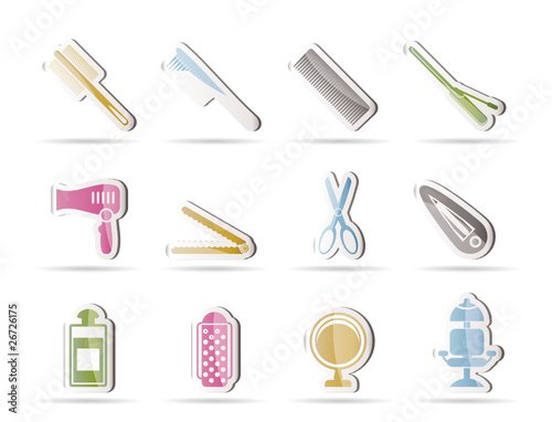 hairdressing, coiffure and make-up icons  - vector icon set