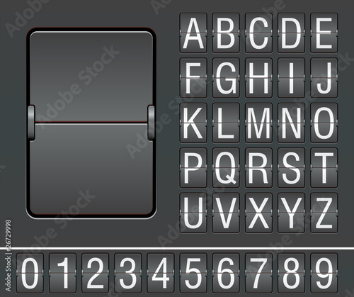 characters and numbers on mechanical scoreboard