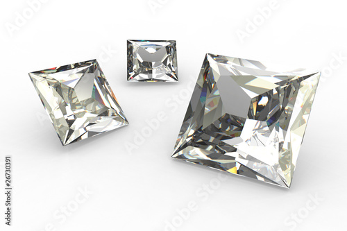 Trio of square diamond stones