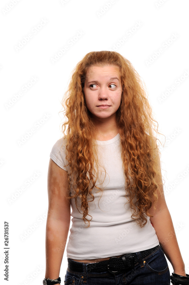 Young cute ginger girl thinking Young cute ginger girl thinking