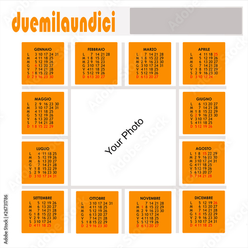 Calendario 2011 quadrato arancio