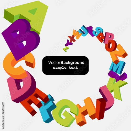 colorful 3d alphabet letters vector background