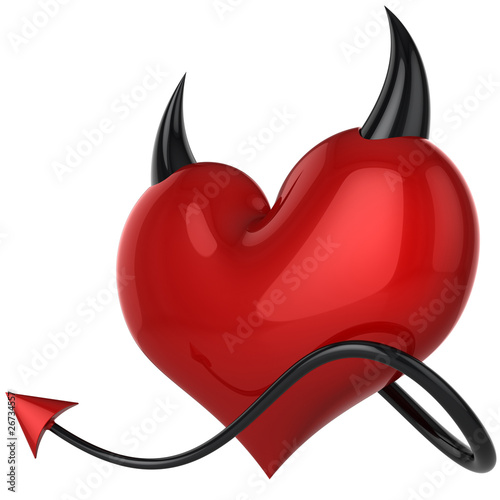 Devil heart. Fateful love. Lover concept. 3D rendering (Hi-Res)