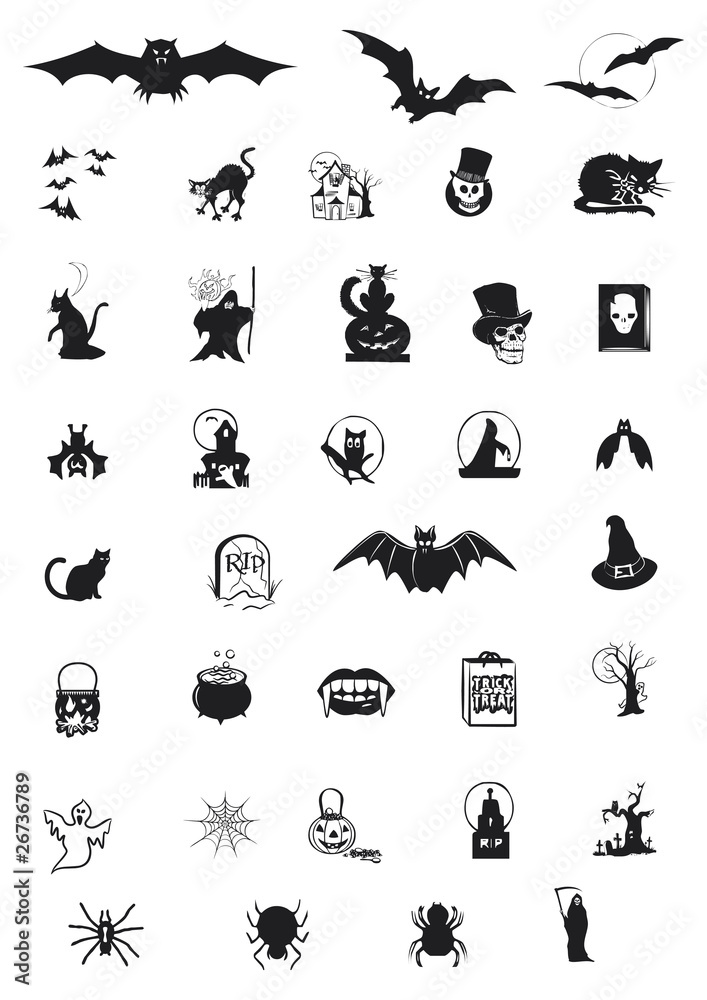 Naklejka premium assortimento di icone per Halloween