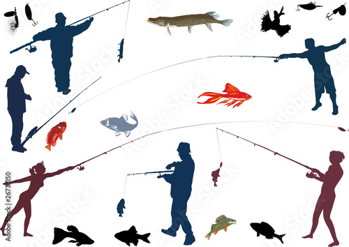 set of fishermen and fishes