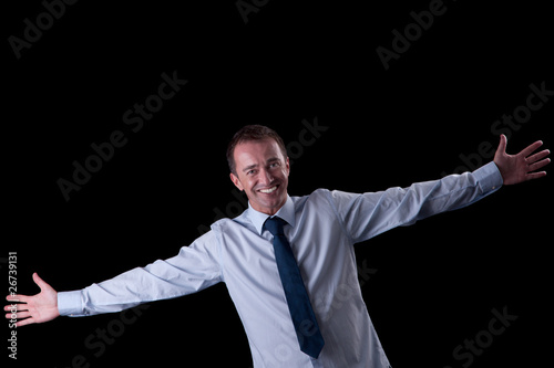 happy  man with open arms