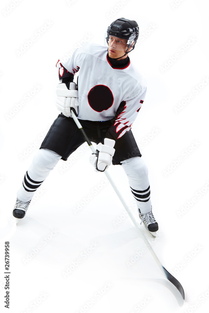 Concentrated hockey player