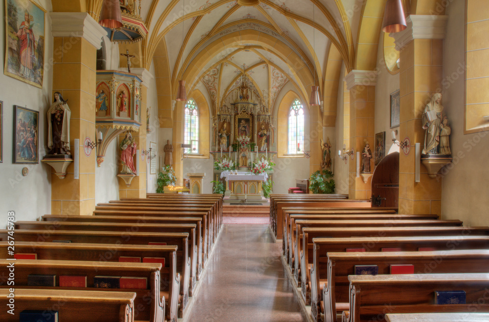 Inside the church of Colfosco, Italy