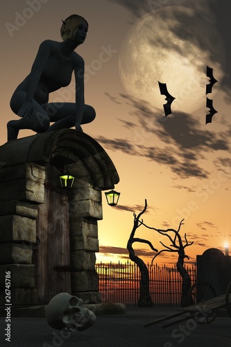 Sonnenuntergang auf dem Friedhof