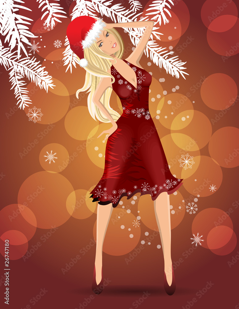 Sexy young woman in christmas dress Sexy young woman in christmas dress
