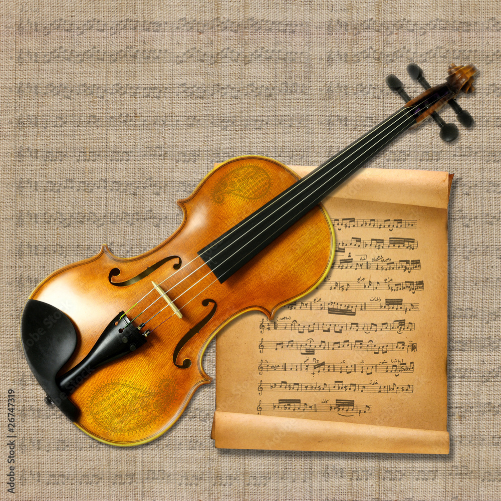 Fototapeta premium Violin with music notes