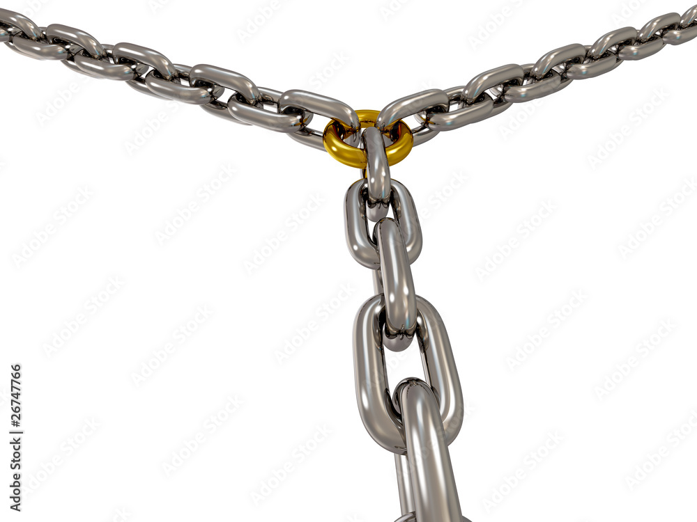 Obraz premium The chains connected by chain link on white