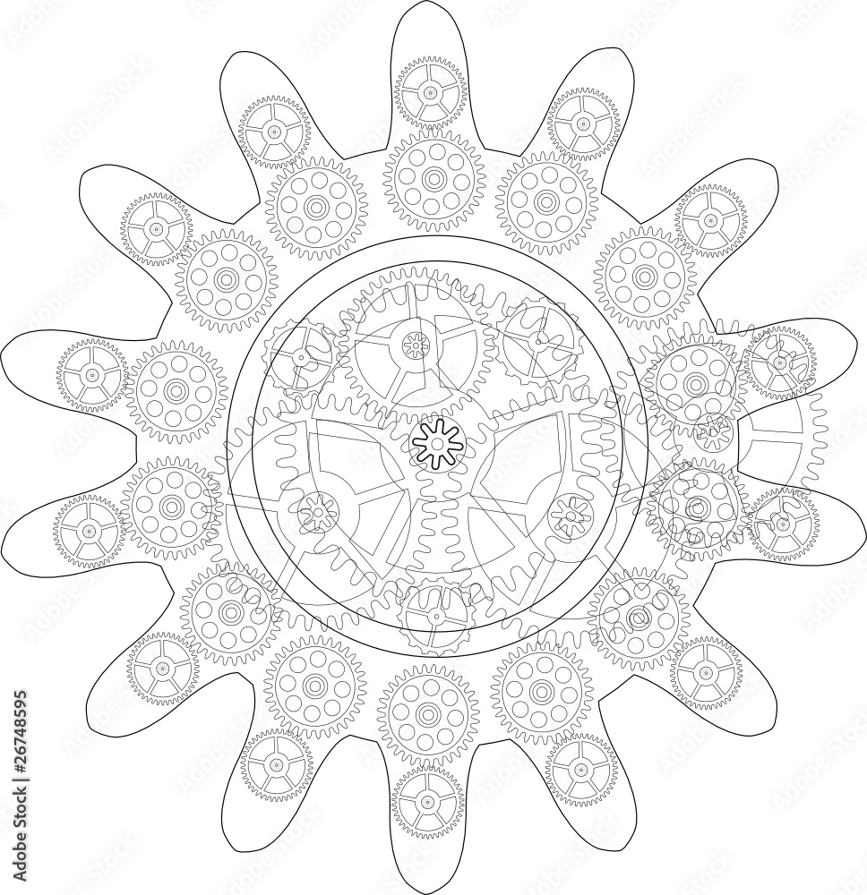 Vector illustration of gears flower on white background Vector illustration of gears flower on white background