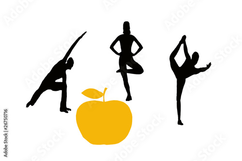 vida sana(mujeres haciendo ejercicio) fondo blanco