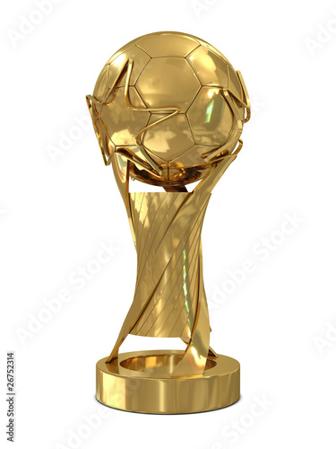 Golden soccer trophy with stars
