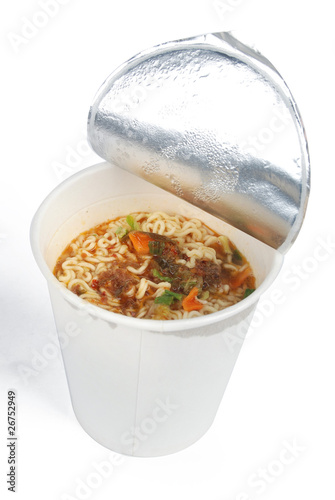 Instant noodles on white background