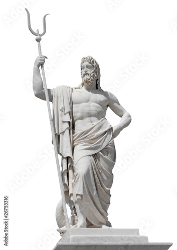 Marble statue of the sea god Neptune isolated on white