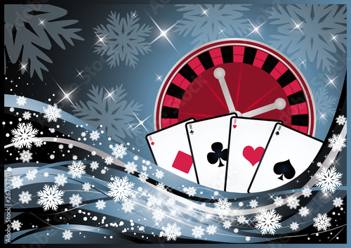 Christmas casino banner, vector illustration