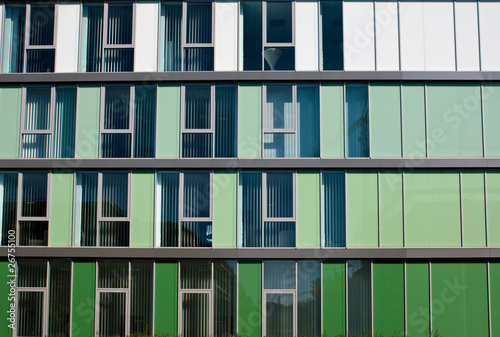 Modern facade in different shades of green