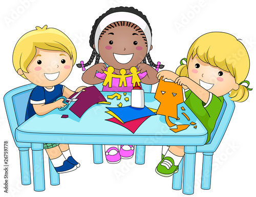 Kids Making Paper Cutouts