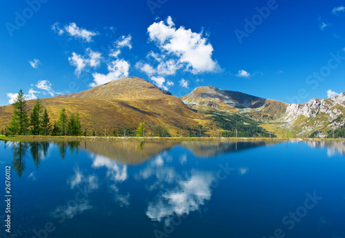 beautiful mountain with a lake in the austrian alps