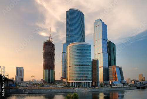 Moscow-city at the sunset