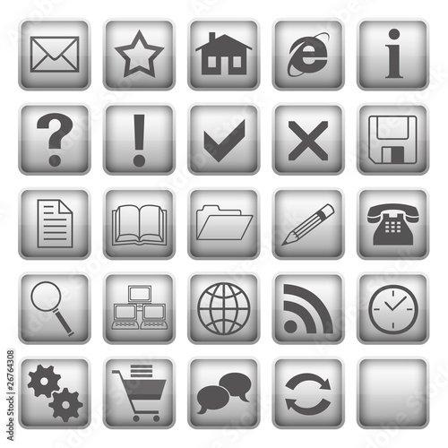 grey web icons and buttons