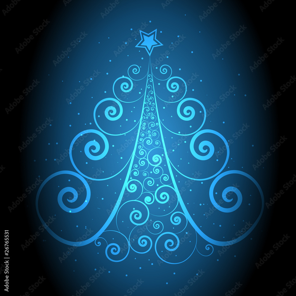 blue vector christmas tree background