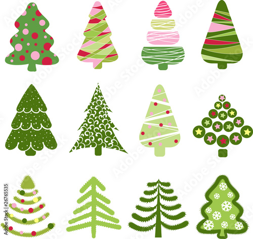 Christmas set tree. Elements for design