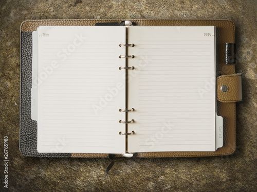 Black and brown leather cover of binder notebook