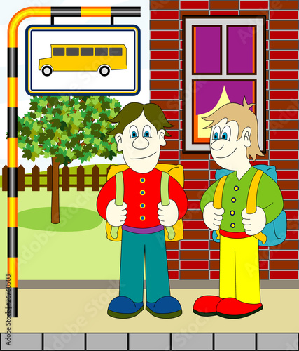 boys waiting for bus