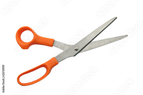 old Red scissors isolated on the white background
