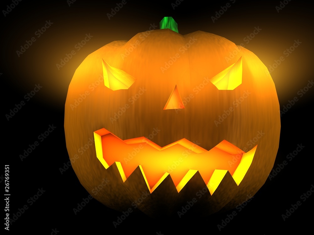 Calabaza hallowen 3d sobre fondo negro Calabaza hallowen 3d sobre fondo negro