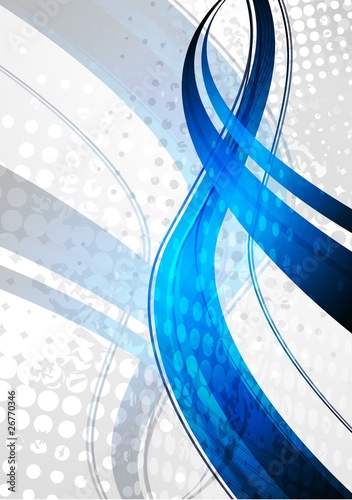 Blue waves on grey background