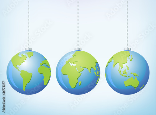 Vector hanging globe Christmas ornaments