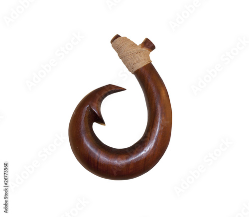 Hawaiian koa wood fish hook photo