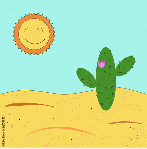Cactus with flower in the desert