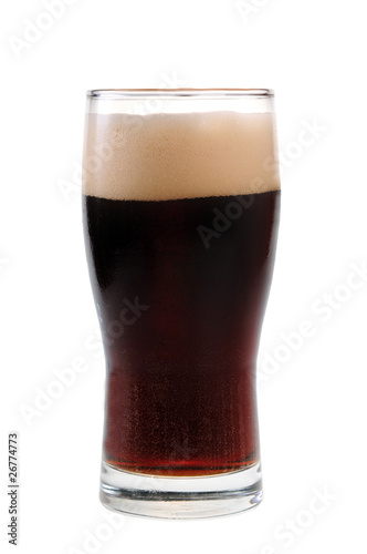 A pint of stout isolated on white background