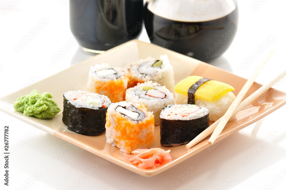 sushi with soy sauce sushi with soy sauce