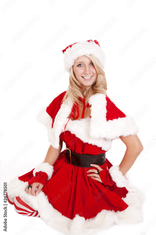Santas helper kneeling Santas helper kneeling