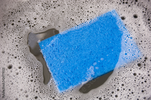 Blue sponge in the sink 