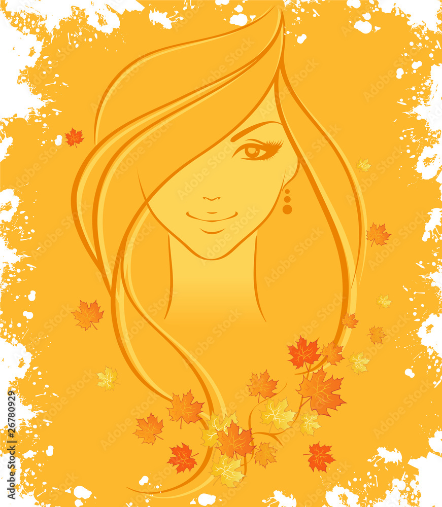 Elegant autumn girl, vector Elegant autumn girl, vector