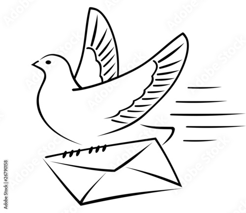 Carrier-pigeon with letter.