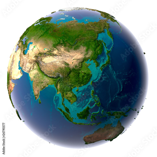Fototapeta Naklejka Na Ścianę i Meble -  Realistic Planet Earth with natural water