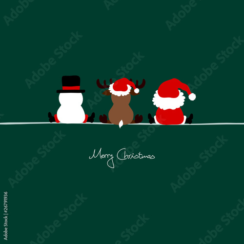 Christmas Santa, Reindeer & Snowman