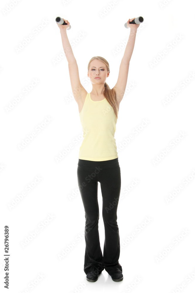 Woman doing fitness exercise Woman doing fitness exercise