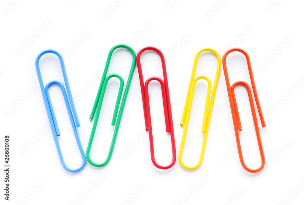 Close up of many colourful paper clips Close up of many colourful paper clips