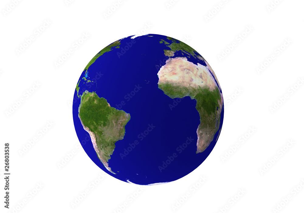 3d render of the planet Earth,on white