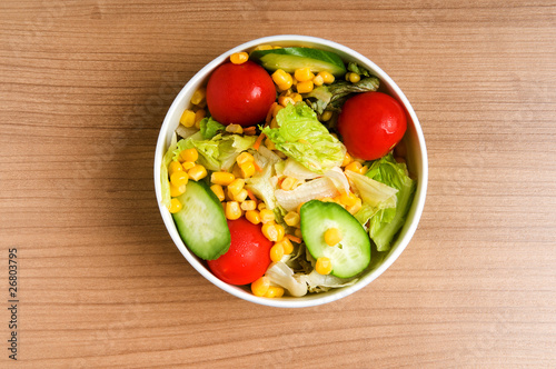 Close up of bowl with vegetable salad